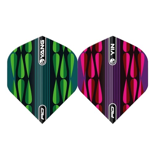 RED DRAGON Yin Yang Double Sided Dart Flights 3 Sets Per Pack (9 Dart Flights in Total) - color: Pink and Green