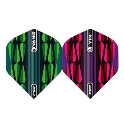 RED DRAGON Yin Yang Double Sided Dart Flights 3 Sets Per Pack (9 Dart Flights in Total) - color: Pink and Green