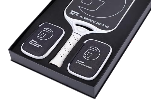GAMMA RCF Airbender Pickleball Paddle, Raw Carbon Fiber, Customizable Handle Weight System & Aerodynamic Open Throat w/Shock Absorbing Gel Insert, 22mm & 16mm - style: 16 MM - Deluxe Box Set