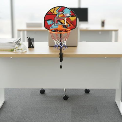 3-in-1 Mini Office Basketball Hoop for Desk, Door & Trash Can,Adjustable Mini Indoor Basketball Hoop with Ball & Pump,Fun Desktop Game and Office Toys,Great Birthday Gift Idea - color: Red 3 in 1