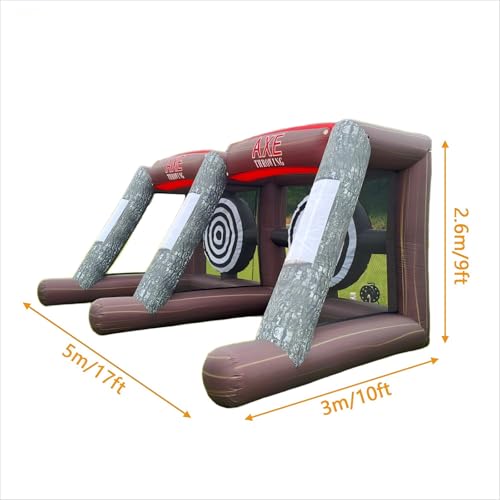 Inflatable Axe Throwing Game Inflatable Toss Target Dart Board with Blower, Axe Throwing Set Commercial Grade Rental Game Outdoor Indoor - style: Double AXE