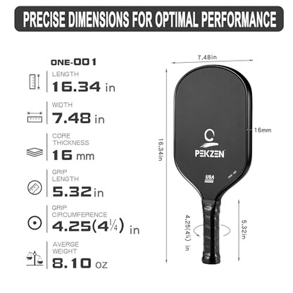 Limited Edition - PEKZEN Professional Pickleball Paddle Crafted with Japan T700 Carbon Fiber, Thermoformed Process with Minimalist Design - color: Moon White