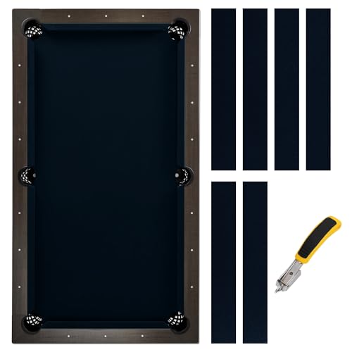 Pool Table Felt Cloth Billiard Cloth with 6 Pcs Cloth Strips and Staple Remover Pool Table Felt Replacement Kit Parts - color: Navy, size: 8ft