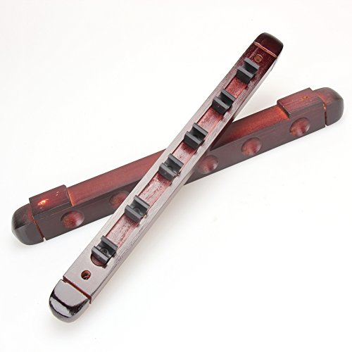 Pool Stick Holder, Wall Mounted 6 Cue Billiard Rack - Premium Solid Wood Cue Accessories