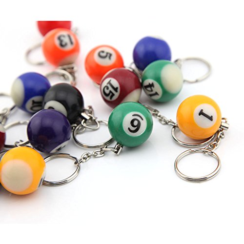 16 Assorted Colorful Billiards Pool Ball Keychain