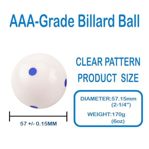 2-1/4" White Cue Balls for Pool Table,57.2mm Billiard White Ball,Red or Blue 6 Dot AAA-Grade Billard Balls,6 oz Pool Ball,A Variety of cue Balls are Available. - color: Blue 6 Dot