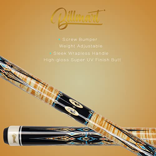 Billmart Pool Cue Stick, Low Deflection Shaft Billiard Cue Sticks with Hard Case, Pool Table Sticks Queue, 19-21 oz Pool Que - color: Maple, size: 20 oz