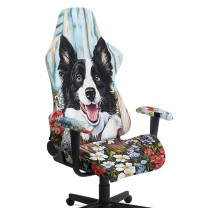 Border Collie Print Gaming Chair Cover with Armrest Covers Anti-Dust Soft Elastic Computer & Gaming Chair Slipcover Universal Fit Office Desk & Racing Computer Gamer Chairs - color: Multi - Border Collie