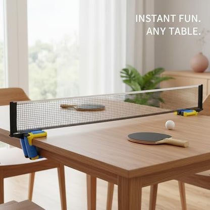 Retractable Table Tennis Net Set, Clamp-On Ping Pong Net for Standard Tables, Portable Polyester Mesh with Quick Setup - color: Blue