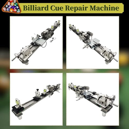 Professional Pool Cue Lathe Machine Billiard Cue Repair Machine Multi-Functional Cue Tip Repair Kit for Pool Stick Double Track Chuck 450W 110V