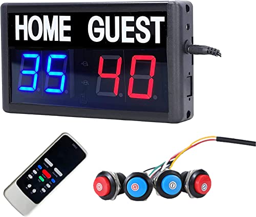 Score Keeper Portable Led Digital Electronic Scoreboard with Remote for Sports Games Volleyball Table Tennis Baseball Basketball Scoreboards Home Guest (1.8inch)