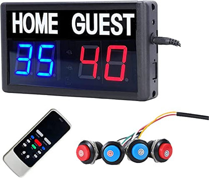 Score Keeper Portable Led Digital Electronic Scoreboard with Remote for Sports Games Volleyball Table Tennis Baseball Basketball Scoreboards Home Guest (1.8inch)