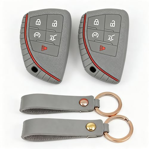 Silicone Key Fob Cover 2 Pack, Key Protector - 360° Key Protection Case for Chevrolet 2020-2026 Trailblazer/Equinox/Malibu, Anti-Scratch Silicone Key Cover (Gray/Gray) - color: Gray/Gray