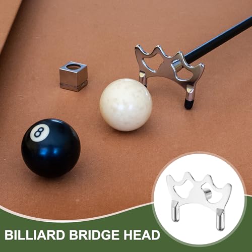 Billiard Bridge Head, Pool Cue Stick Bridge Screw-on Metal Cue Rests Billiard Accessories - color: Silver, style: Low Fork