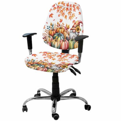Savannan Office Chair Cover, Thanksgiving Pumpkin Gnome Protective Stretch Elastic Universal Cover for Desk Task Chair,Computer Rotating Chair 1 Pcs Fall Orange Maple Leaf Watercolor