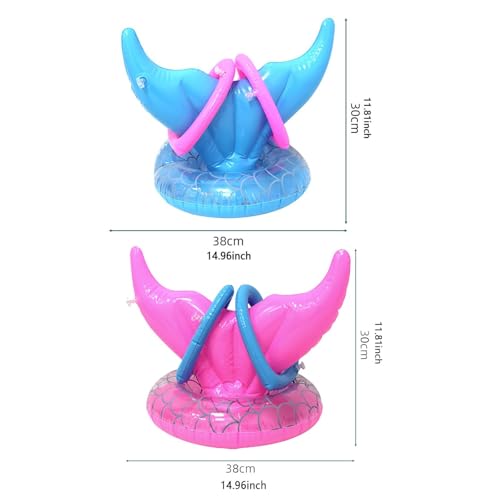 DYNWAVE Inflatable Toss Game Set,Swimming Ring Toss Toy,Inflatable Mermaid Tail,for Party Favors Beach Backyard Children Family