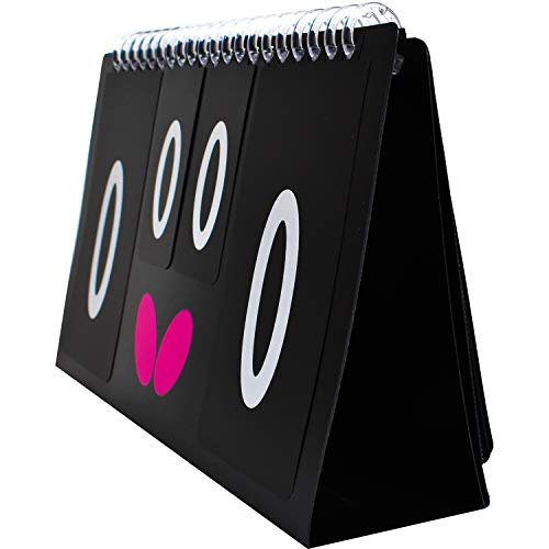 Butterfly Mini Scoreboard III – Extremely Lightweight Mini Scoreboard – Weight: 200g – Size: W22.5 x H13.8cm – Game Scoring Cards 0-5 and Scoring Cards 0-21, Black, White, and Magenta