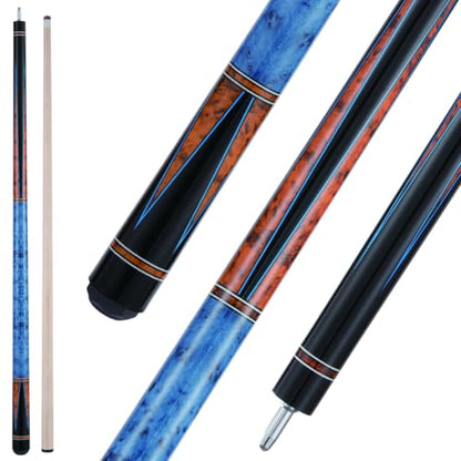 Canadian Maple Pool Cue Sticks (10mm/11.5mm/13mm), 58" 2-Piece Pool Sticks with Low Deflection Shaft,Billiard Sticks for Home, Bar, and Tournament Play - color: Blue only cue 11.5mm