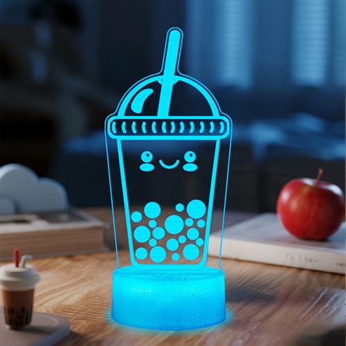 Boba Lamp, Boba Gifts, Boba 3D Night Light with Remote Control, 16 Color Changing, Timer, RGB Flashing Mode, Dimmable - Boba Gifts for Boys & Girls - color: Boba Milk Tea