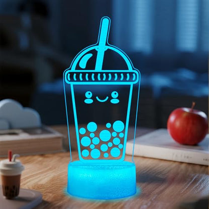 Boba Lamp, Boba Gifts, Boba 3D Night Light with Remote Control, 16 Color Changing, Timer, RGB Flashing Mode, Dimmable - Boba Gifts for Boys & Girls - color: Boba Milk Tea