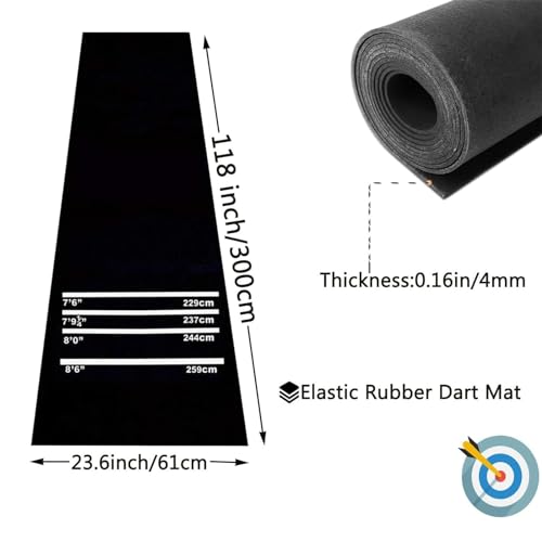 Dart Mat Throw/Toe Line Floor Marker Professional Rubber Darts Mat for Home Pub Party (118 x 23.6in)