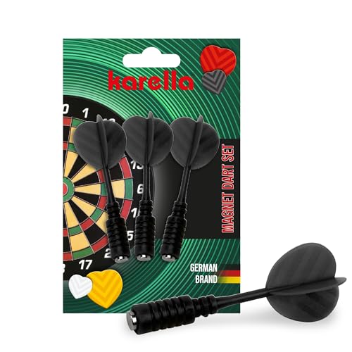 Karella Magnetic Dart with Integrated Magnetic Tip, Stable with High Magnetic Force, Replacement Darts Safety for All Magnetic Dartboards, Children and Adults, Set of 3 in Red, Yellow, White, Black - color: Magnetic arrow black