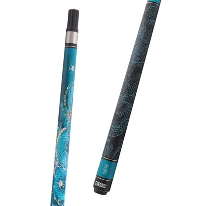 CUESOUL 19oz Pool Cue with Black case,13mm Tip,58inches Mythological Symbols Pattern 4 Styles - color: Blue Dragon