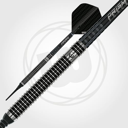 Winmau Blackout Softip Tungsten Darts Set with Flights and Shafts (Stems) - size: 20g, style: Soft tip