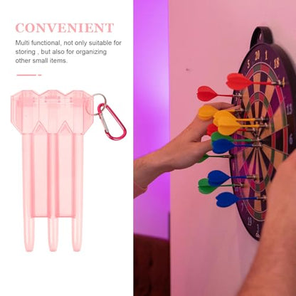 Holibanna Portable Darts Case with Lockable Pink Plastic Hard Shell, Lightweight Storage Box with Carabiner for Soft Tip Darts, Outdoor and Travel Use