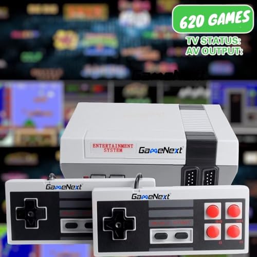 GAMENEXT Retro Game Console, AV Classic Mini Video Game Consoles Built-in with 620 Games Dual Players Mode Console with 2 Controllers Handheld Games for Kids & Adults