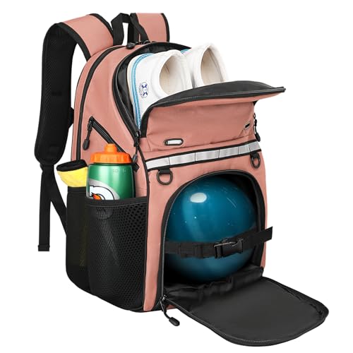 Goloni Bowling Backpack,Single Ball Bowling Bag with Shoe Compartment Up to Size 16,Bowling Bag with Padded Ball Holder - color: Meat Meal