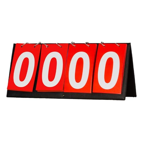 Tabletop Scoreboard Large Numbers 4 Digit Score Keeper Sports Scoreboard for Table Tennis Competition Indoor Outdoor Games - color: Red