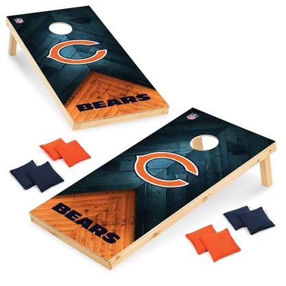 NFL Football 2' x 4' Regulation Size Solid Wood Cornhole Set with Direct Print HD Team Graphics Great Gift for Any Football Fan! Bean Bag Toss Family Outdoor Game