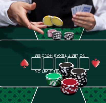 nuveti Poker Mat - 55 x 28inch Non-Slip Poker Table Game Mat - Portable Rubber Waterproof Poker mat for Table 6-8 Player Card Game Anti-Slip Rubber Poker Table Top Layout - color: 55 X 28 Inch Rectangular-green5