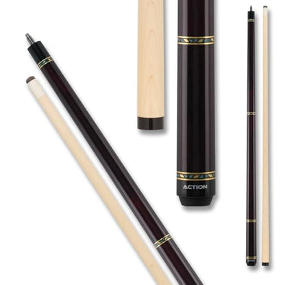 Action VAL24 Value Series Pool Cue - 58" Cue - Hard Maple Shaft with 13mm Boar Skin Tip - Dark Chocolate with Silver Rings - size: 20oz