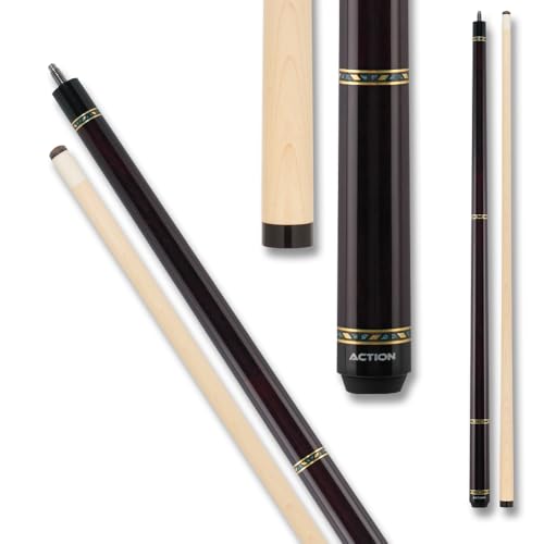 Action VAL24 Value Series Pool Cue - 58" Cue - Hard Maple Shaft with 13mm Boar Skin Tip - Dark Chocolate with Silver Rings - size: 21oz