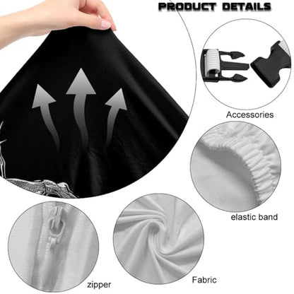 Skull Rose Printed 4 Pieces Gaming Chair Slip Cover Set Dust-Proof Elastic Game Chair Cover with Armrest Covers, Universal Fit, Machine Washable, Home Decor - color: Black and Grey - Skull Rose