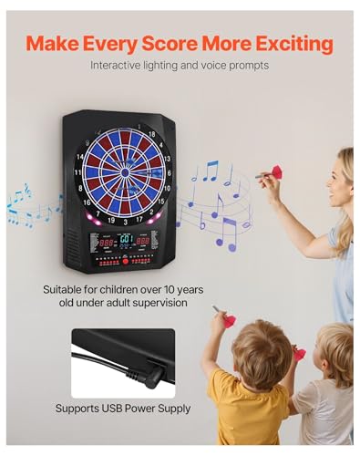 Electronic Dart Board, 13.5" Target Dartboard with 45 Games, 8 Players, LED Scoring, 6 Darts & 50 Tips - Home, Party, Bar Game