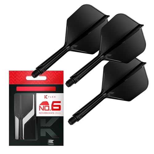 Target Darts K Flex Integrated Dart Flight and Shaft, No.6 | 3-Pack K-Flex - No. 6, Kflex Precision-Molded 2-in-1 Dart Flights and Dart Shaft | Professional Dart Accessories - color: Black, size: Intermediate (26mm)