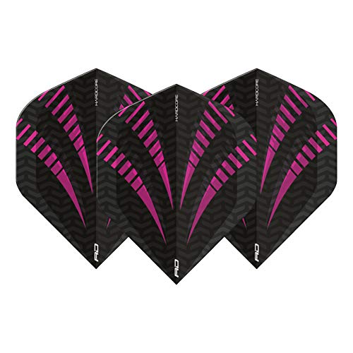 RED DRAGON Hardcore Radical Black & Purple Burst Extra Thick Standard Dart Flights - 4 Sets Per Pack (12 Dart Flights in Total)