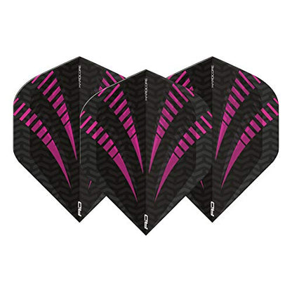 RED DRAGON Hardcore Radical Black & Purple Burst Extra Thick Standard Dart Flights - 4 Sets Per Pack (12 Dart Flights in Total)