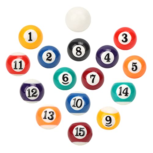 16PCS Mini Billiard Balls 2.5CM Small Pool Table Ball Set Kids Tabletop Billiards Toy Accessories for Game Room Recreational Sports for Kids