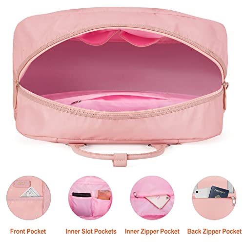 Weekender Bag for Women, Large Overnight Bag Canvas Travel Duffel Bag Carry On Tote with Shoe Compartment 21" 3Pcs Set - color: A15-pink+pink