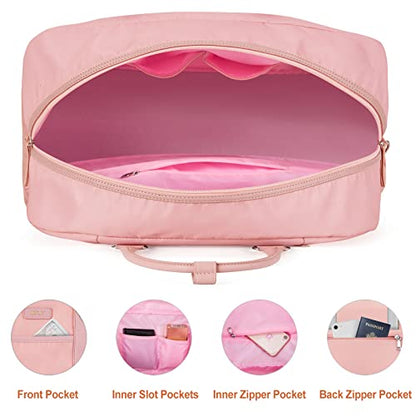 Weekender Bag for Women, Large Overnight Bag Canvas Travel Duffel Bag Carry On Tote with Shoe Compartment 21" 3Pcs Set - color: A15-pink+pink