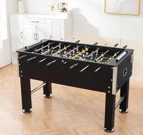 54.5'' Foosball Table for Adults,Full Size Competition Soccer Game Table with Anti-Tipping Leg,Balls and Cup Holder,Arcade Table for Home,Family,Game Room and Office