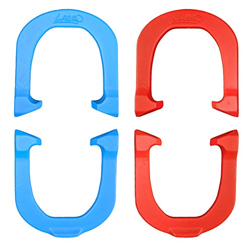 Lasso XL Lightweight Pro Pitching Horseshoes, 2.0 lbs.- USA Made - color: Red & Blue- Two Pair Set (4 Shoes)