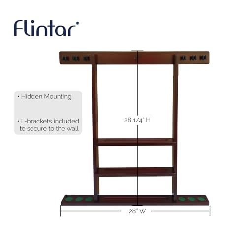 Wall Mount Cue Rack, Billiard Pool Cue Stick holder, Premium Quality Made in TAIWAN, Solid Hardwood, Cue Rack Only - color: Mahogany