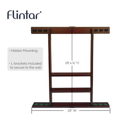 Wall Mount Cue Rack, Billiard Pool Cue Stick holder, Premium Quality Made in TAIWAN, Solid Hardwood, Cue Rack Only - color: Mahogany