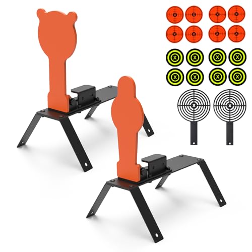 KNINE OUTDOORS 3/8'' AR500 Auto Reset Target, Steel Target for Shooting Range, Suitable for Pistol, Rifle, Handgun, Shotgun, Rimfire - style: Gong and Silhouette