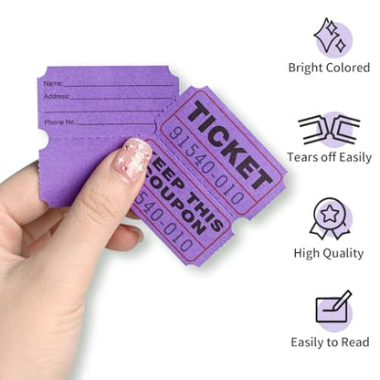 L LIKED Raffle Tickets Double Rolls 1000 Per Roll 50/50 Raffle Tickets for Events,Carnivals, Entry, Class Reward, Prizes(Purple) - color: 1000 Purple